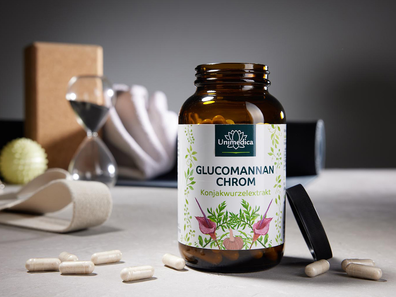 Gélules minceur - glucomannane + chrome - avec 4200 mg d'extrait de racine de konjac + chrome - 240 gélules - par Unimedica